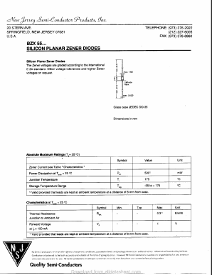 BZX55C10 Datasheet PDF New Jersey Semiconductor