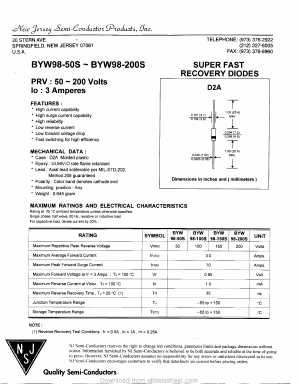 BYW98-100S Datasheet PDF New Jersey Semiconductor