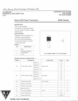 D44C12 Datasheet PDF New Jersey Semiconductor