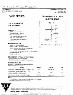 P4KE Datasheet PDF New Jersey Semiconductor
