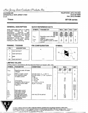 BT136-600G Datasheet PDF New Jersey Semiconductor