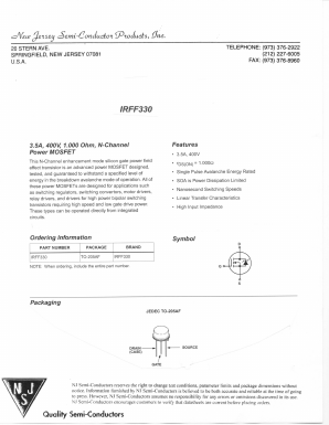 IRFF330 Datasheet PDF New Jersey Semiconductor