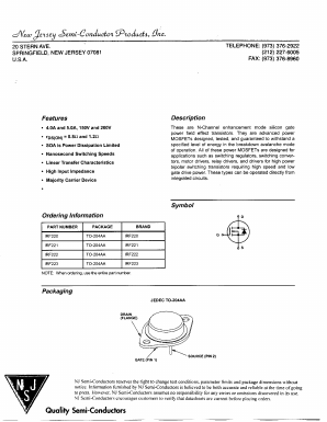 IRF222 Datasheet PDF New Jersey Semiconductor