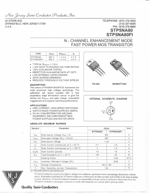 STP5NA80FI Datasheet PDF New Jersey Semiconductor