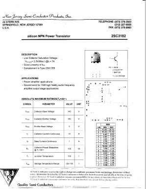 2SC3182 Datasheet PDF New Jersey Semiconductor