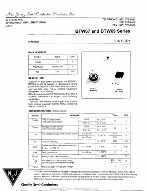 BTW67600 Datasheet PDF New Jersey Semiconductor