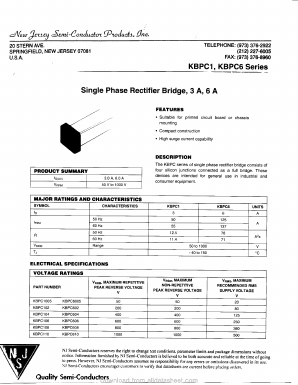 KBPC108 Datasheet PDF New Jersey Semiconductor