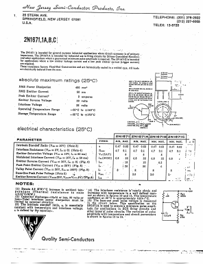 2N1671B Datasheet PDF New Jersey Semiconductor