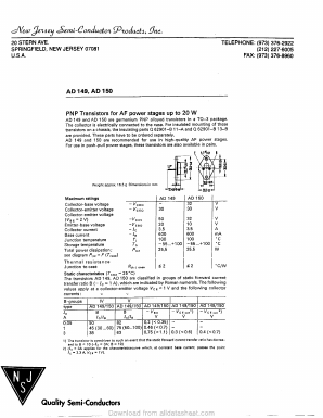 AD149 Datasheet PDF New Jersey Semiconductor