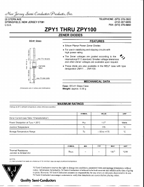 ZPY100 Datasheet PDF New Jersey Semiconductor