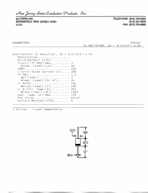 1N5406 Datasheet PDF New Jersey Semiconductor