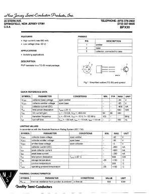 BFX30 Datasheet PDF New Jersey Semiconductor