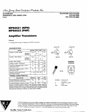 MPS6521 Datasheet PDF New Jersey Semiconductor