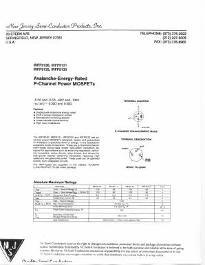IRFF9130 Datasheet PDF New Jersey Semiconductor
