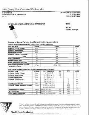 TIS98 Datasheet PDF New Jersey Semiconductor
