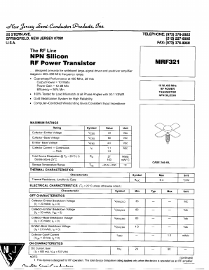 MRF321 Datasheet PDF New Jersey Semiconductor
