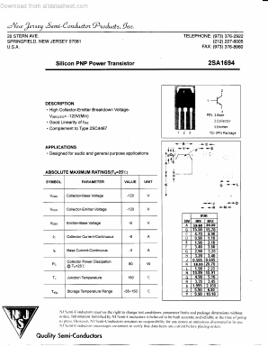 2SA1694 Datasheet PDF New Jersey Semiconductor