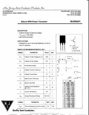 BU508AFI Datasheet PDF New Jersey Semiconductor