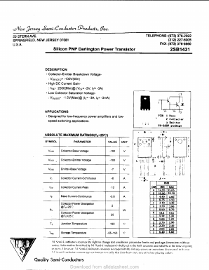 2SB1431 Datasheet PDF New Jersey Semiconductor