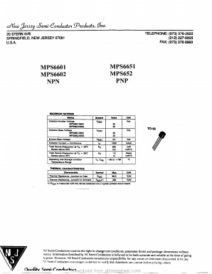 MPS652 Datasheet PDF New Jersey Semiconductor