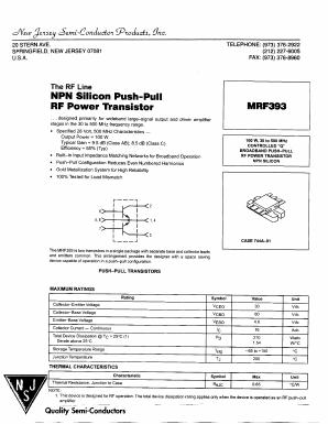 MRF393 Datasheet PDF New Jersey Semiconductor