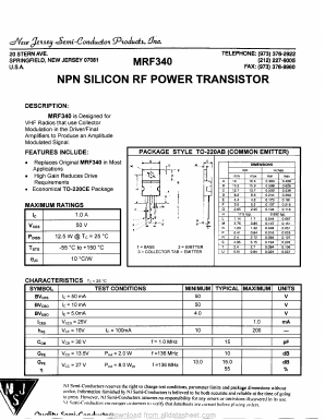 MRF340 Datasheet PDF New Jersey Semiconductor