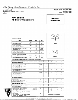 MRF652S Datasheet PDF New Jersey Semiconductor