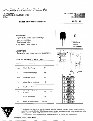 2SA2151 Datasheet PDF New Jersey Semiconductor