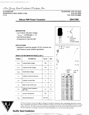 A1395 Datasheet PDF New Jersey Semiconductor