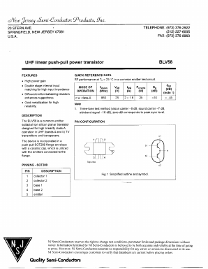 BLV58 Datasheet PDF New Jersey Semiconductor