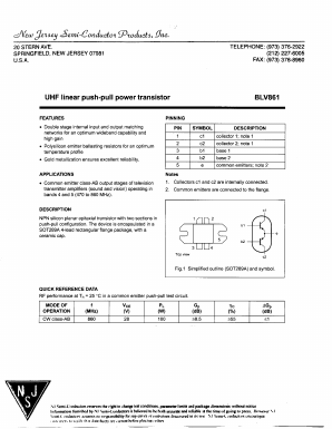 BLV861 Datasheet PDF New Jersey Semiconductor