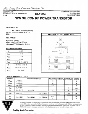 BLY89C Datasheet PDF New Jersey Semiconductor