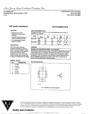 BLV101A Datasheet PDF New Jersey Semiconductor