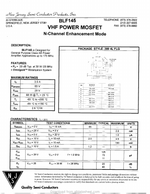 BLF145 Datasheet PDF New Jersey Semiconductor