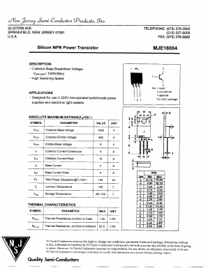 MJE18004 Datasheet PDF New Jersey Semiconductor