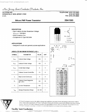 2SA1303 Datasheet PDF New Jersey Semiconductor