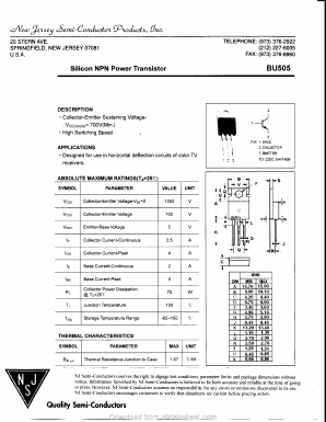 BU505 Datasheet PDF New Jersey Semiconductor