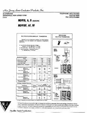 MD918B Datasheet PDF New Jersey Semiconductor
