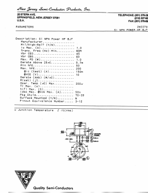 2N2270 Datasheet PDF New Jersey Semiconductor