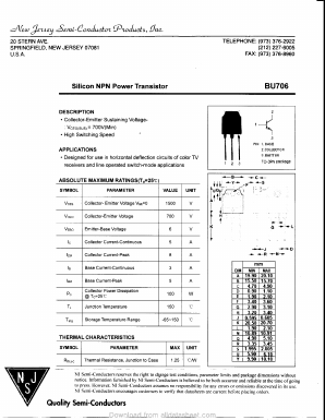 BU706 Datasheet PDF New Jersey Semiconductor