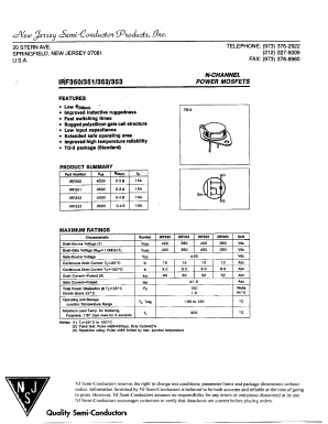 IRF350 Datasheet PDF New Jersey Semiconductor