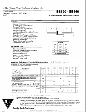 SB520 Datasheet PDF New Jersey Semiconductor