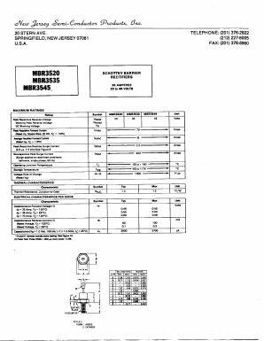 MBR3520 Datasheet PDF New Jersey Semiconductor
