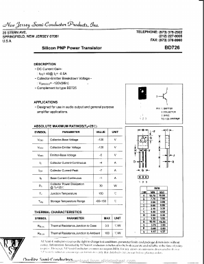 BD726 Datasheet PDF New Jersey Semiconductor