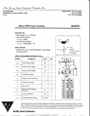 BU607D Datasheet PDF New Jersey Semiconductor