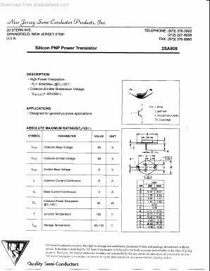 2SA808 Datasheet PDF New Jersey Semiconductor