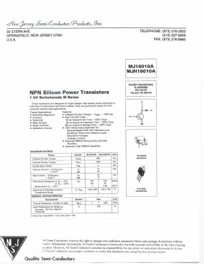 MJH16010A Datasheet PDF New Jersey Semiconductor