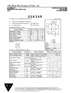 2SK249 Datasheet PDF New Jersey Semiconductor