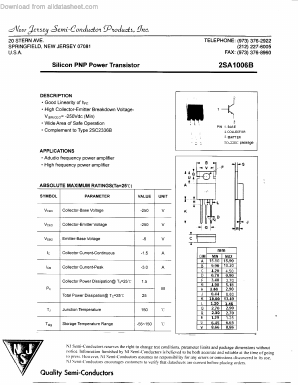 2SA1006B Datasheet PDF New Jersey Semiconductor