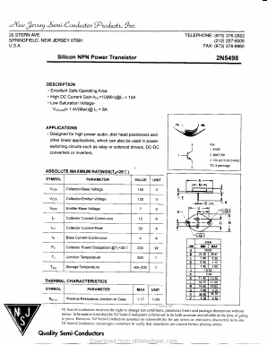 2N5498 Datasheet PDF New Jersey Semiconductor